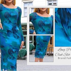 NWT Un Tercio Blue and Green Dress